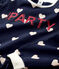 Unisex Heart Print Fleece Pyjamas SMOKING blue/MARSHMALLOW white